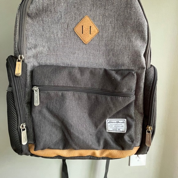 Eddie Bauer First Adventure Backpack Gray and Black Unisex Diaper Bag - Picture 12 of 16
